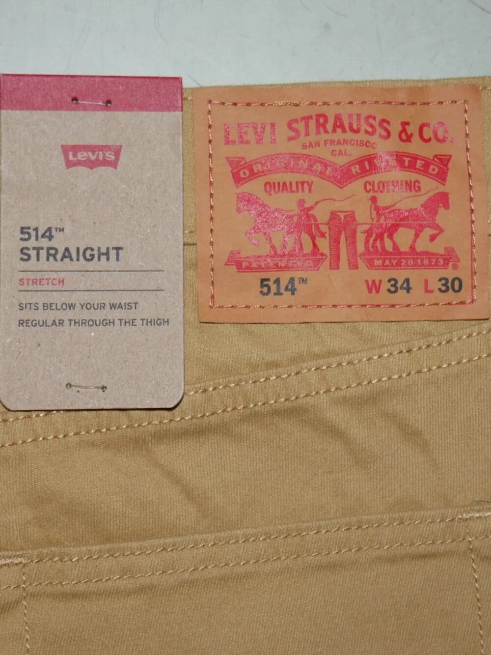 Levi's 514 Mens Twill Jean Pants Size 34x30 Stretch Caraway Cruz Twill Brown NWT